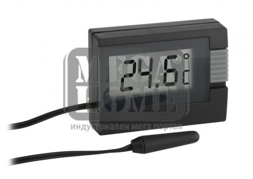 Дигитален термометър за вътрешна и външна температура черен