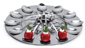 Метален поднос с 12 лъжици за хапки AN ZKC 2798