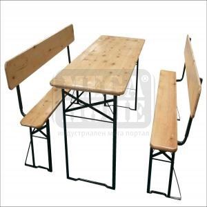 Дървен сет за заведение или градина - маса с 2 пейки TLW011-A1