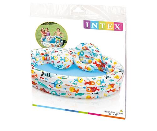 Надуваем детски басейн с топка и пояс Рибки Intex Fishbowl