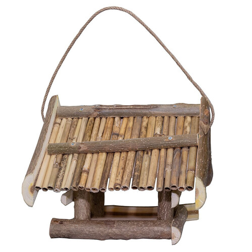 Хранилка за птици с покрив от тръстика 29 х 31 х 36 см