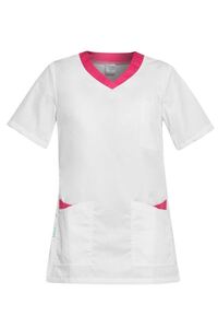 Медицинска дамска туника Paola бяла с розово