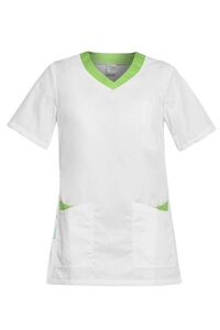 Медицинска дамска туника Paola бяла със зелено