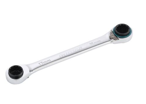 Комплект ключове двойна звезда с тресчотка 8-19 мм 2 броя Gross