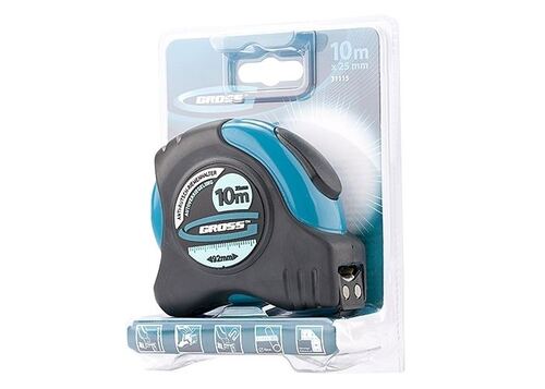 Ролетка 8 - 10 м х 25 мм с магнитен накрайник Gross Schlagfest