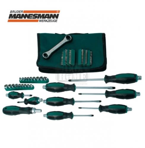 Комплект отвертки с накрайници и вложки, 89 части Мannesmann