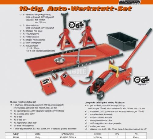 Кпл. инструменти за работилница, 10 части Mannesmann