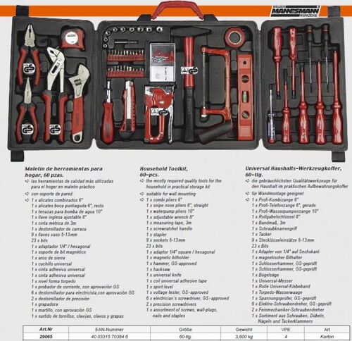Комплект инструменти в куфар, 60 бр. Mannesmann