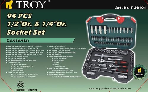 Комплект професионална тресчотка с вложки, 94 части Troy