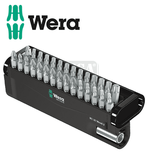 Комплект битове за дърво с държач в поставка, 30 части WERA