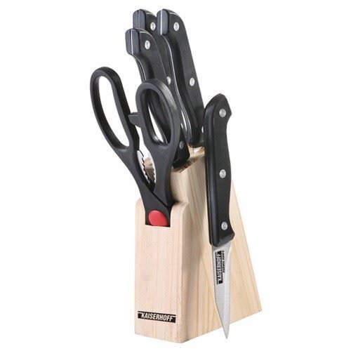 Комплект ножове със стойка 6 части с дървена поставка Grafner