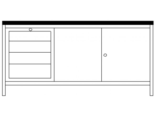 Монтажно бюро с вратичка и чекмеджета Profis 2000 x 700 x 855 мм