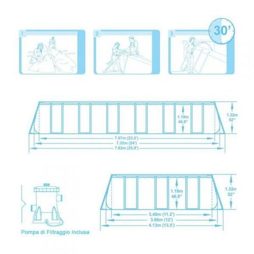 Сглобяем басейн 732 x 366 x 132 см Bestway