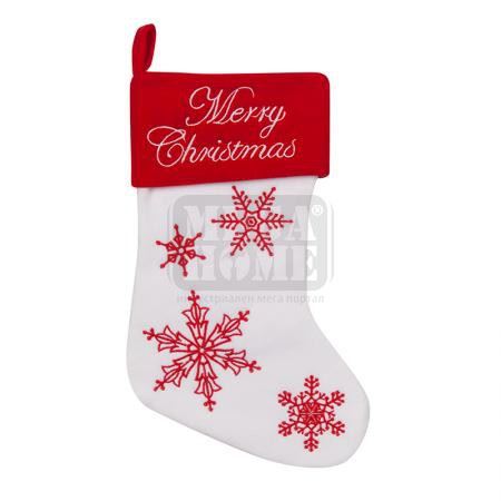 Коледен чорап със снежинки 25 х 36 см