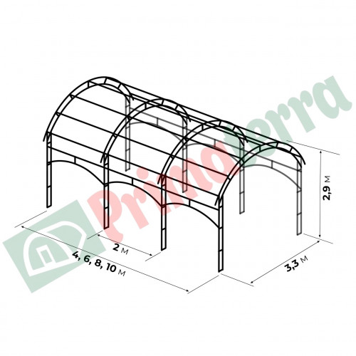 Автомобилен навес Primaterra Berlina 2.95 х 8 х 2.65 м