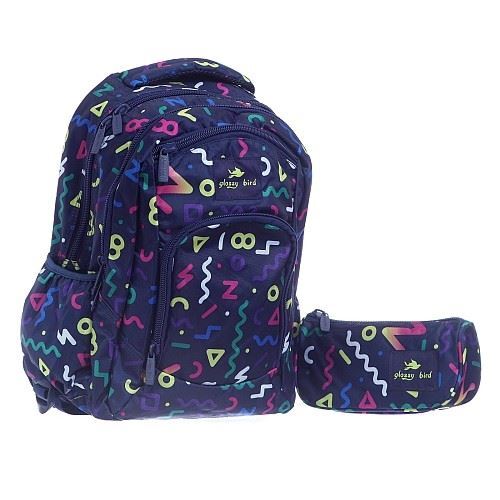 Ученическа раница с количка и несесер Glossy Bird 4