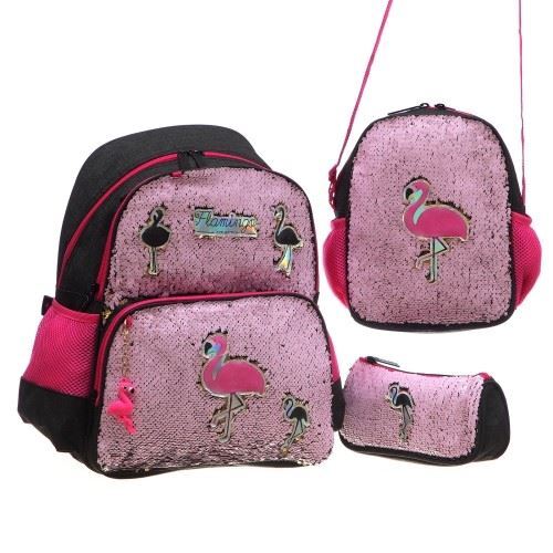 Ученическа раница Glossy Bird с несесер чанта и ключодържател