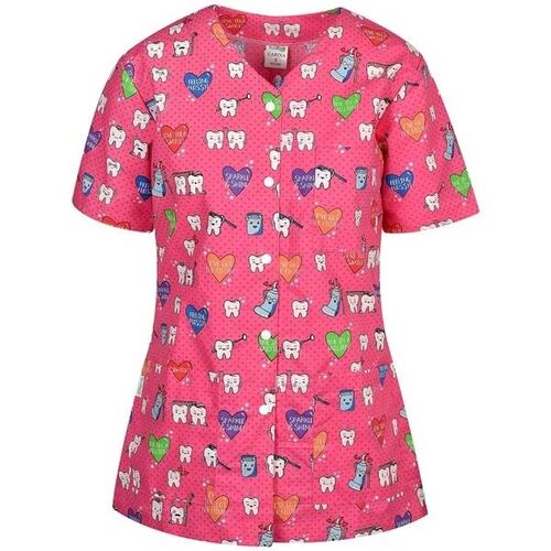 Медицинска дамска туника с копчета Carina зъби