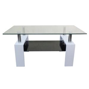 Маса MDF 605 бяла с черно долно стъкло 100 х 60 х 60 h