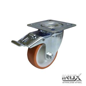 Колело спирачно 80мм PU INOX 110 кг Premiumfix Колело спирачно 80мм PU INOX 110 кг Premiumfix