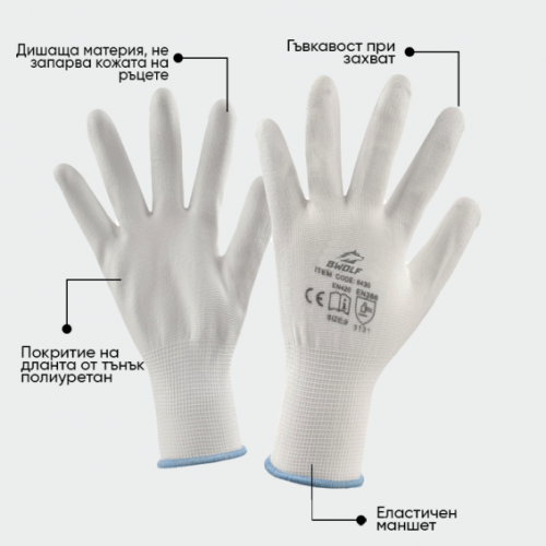 Работни ръкавици B-wolf Penguin потопени в полиуретан