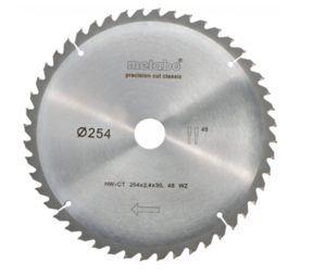 Диск за циркуляр Metabo 250х2.8х30.0mm 48 WZ 5° Диск за циркуляр Metabo 250х2.8х30.0mm 48 WZ 5°