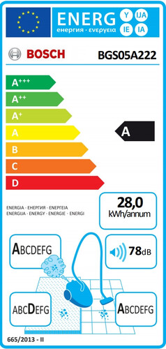 Прахосмукачка Bosch  Energy efficiency class A white/black