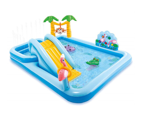 Надуваем център за игра с пързалка Джунгла Intex