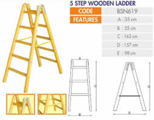 Дървена стълба 5 стъпала 162 см