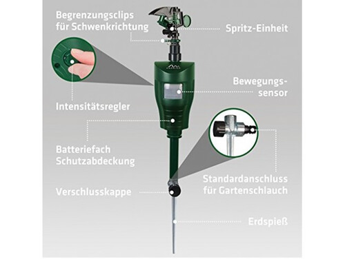 Уред на батерии прогонващ животните с вода Gardigo за 60 кв м