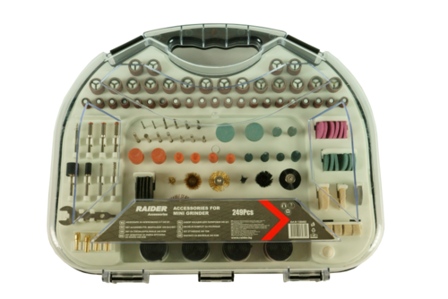 Аксесоари за шлифовалка Raider 249 броя в куфар