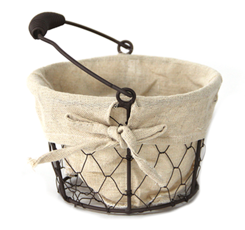 Кръгъл панер от метал и текстил с метална дръжка W1020