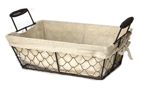 Правоъгълен панер от метал и текстил с метални дръжки W1037