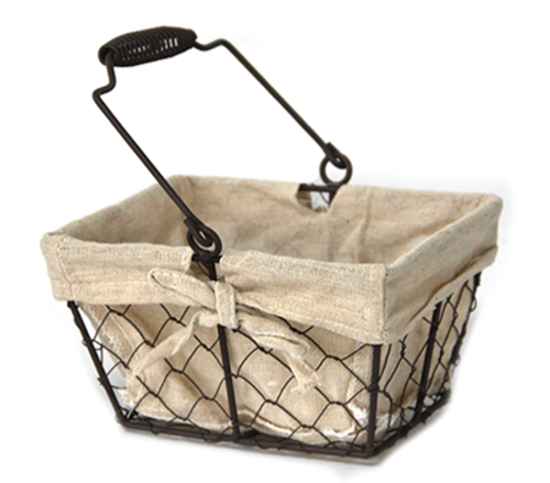 Правоъгълен панер от метал и текстил с метална дръжка W1018