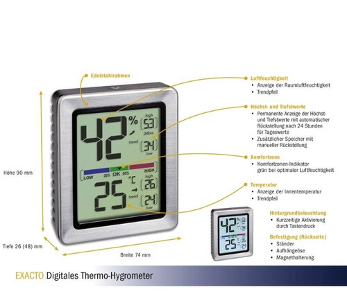 Дигитален термо-хигрометър Exacto TFA