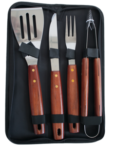Комплект прибори за барбекю от 4 части в калъф Комплект прибори за барбекю от 4 части в калъф