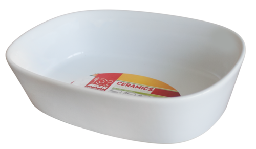 Керамична правоъгълна тава в бял цвят