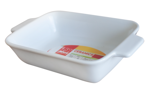 Керамична тава с дръжки в бял цвят