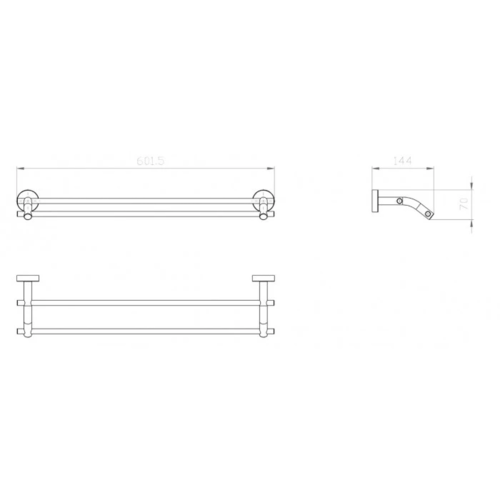 Двойна поставка за хавлии Makena Round хром