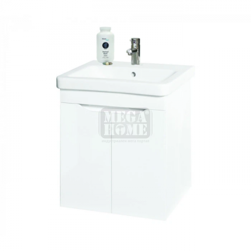 Долен PVC конзолен шкаф за баня с мивка Makena Хелиос бял