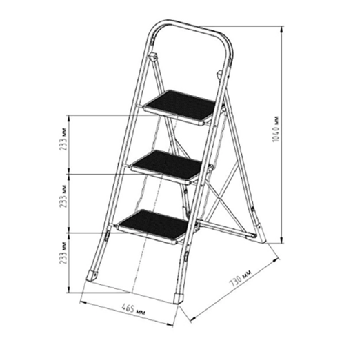 Домакинска метална стълба с 3 стъпала бяла