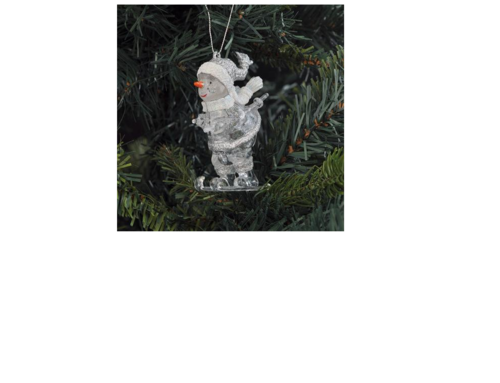 Коледена висулка снежен човек на ски WL14