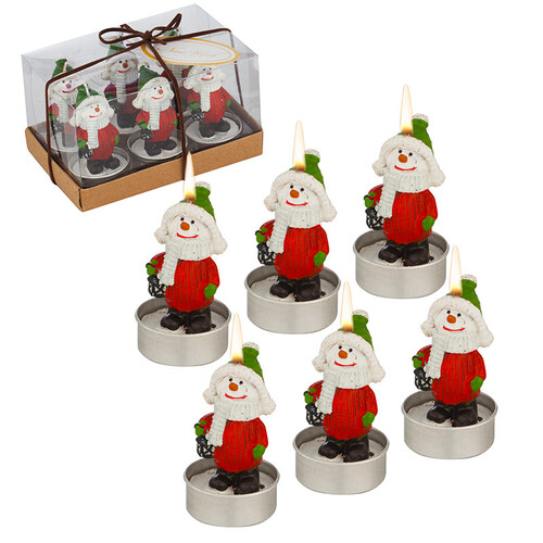 Коледни свещи снежковци 6 бр MH127