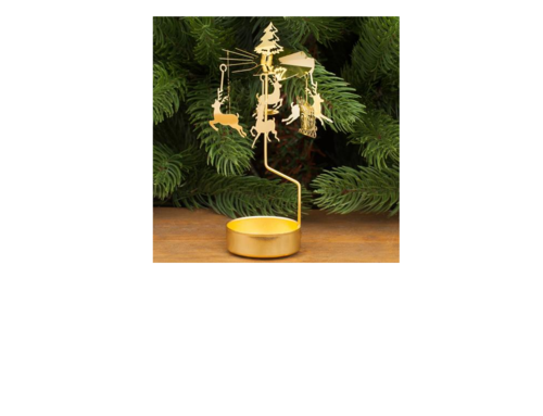 Свещник въртележка златни еленчета SS005G