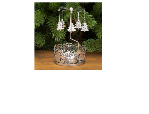 Свещник въртележка сребърни елхички SS006S