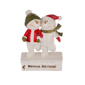 Фигурка Снежни човечета с надпис  Весела Коледа KN021