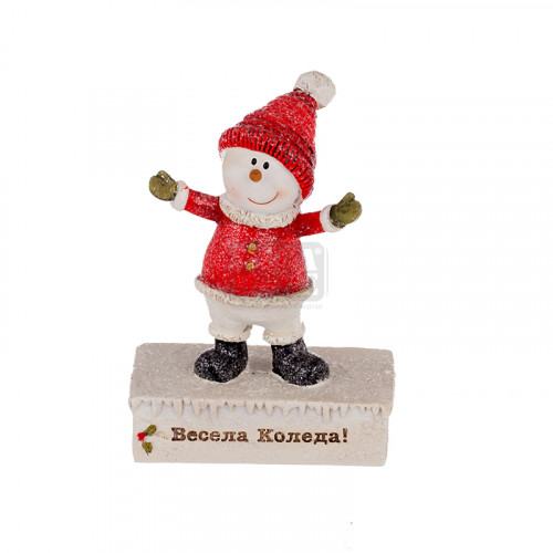 Фигурка Снежно човече с надпис Весела Коледа KN023