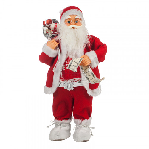 Фигурка червен Дядо Коледа с чувал с подаръци CK99