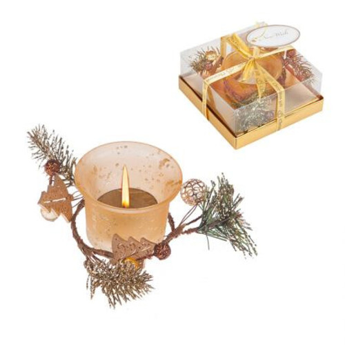 Коледен свещник златен със свещ DA73