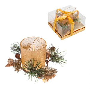 Коледен златен свещник със свещ DA74 Коледен златен свещник със свещ DA74